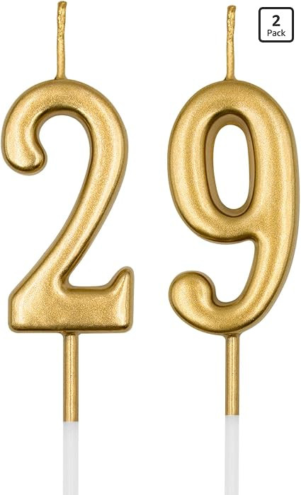 29th & 92nd Birthday Candles, Champagne Gold Number 29 92 Candle for Cake, Happy Birthday Cake To... | Amazon (US)