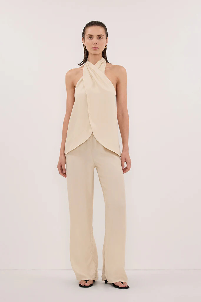 ADDIE STRAW CUPRO HALTER TOP | DISSH