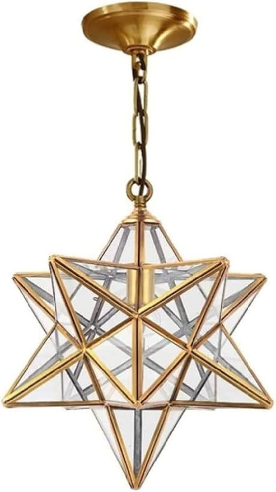 IBalody Moravian Star Hanging Light Gold Finish Copper Pendant Light E27 Single Head Pendant Lamp Cl | Amazon (US)