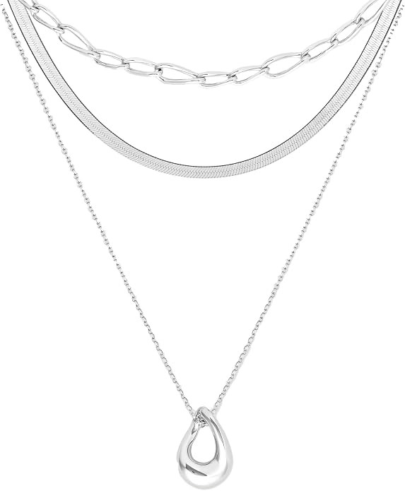 NECOCY Layered Gold Necklaces for Women, Trendy 14k Gold/Silver Plated Pendant Necklace Stack Sim... | Amazon (US)