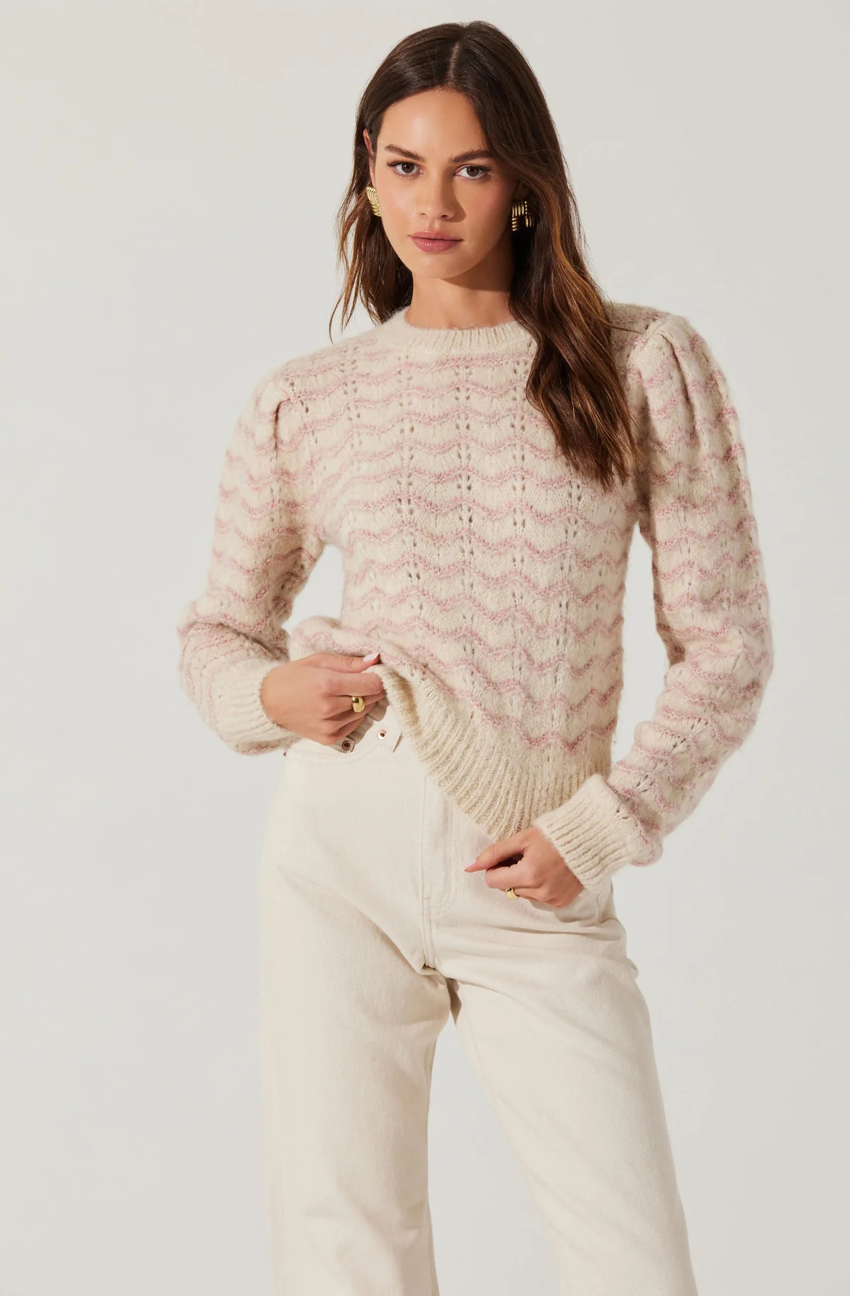 Jaylani Striped Pointelle Sweater | ASTR The Label (US)