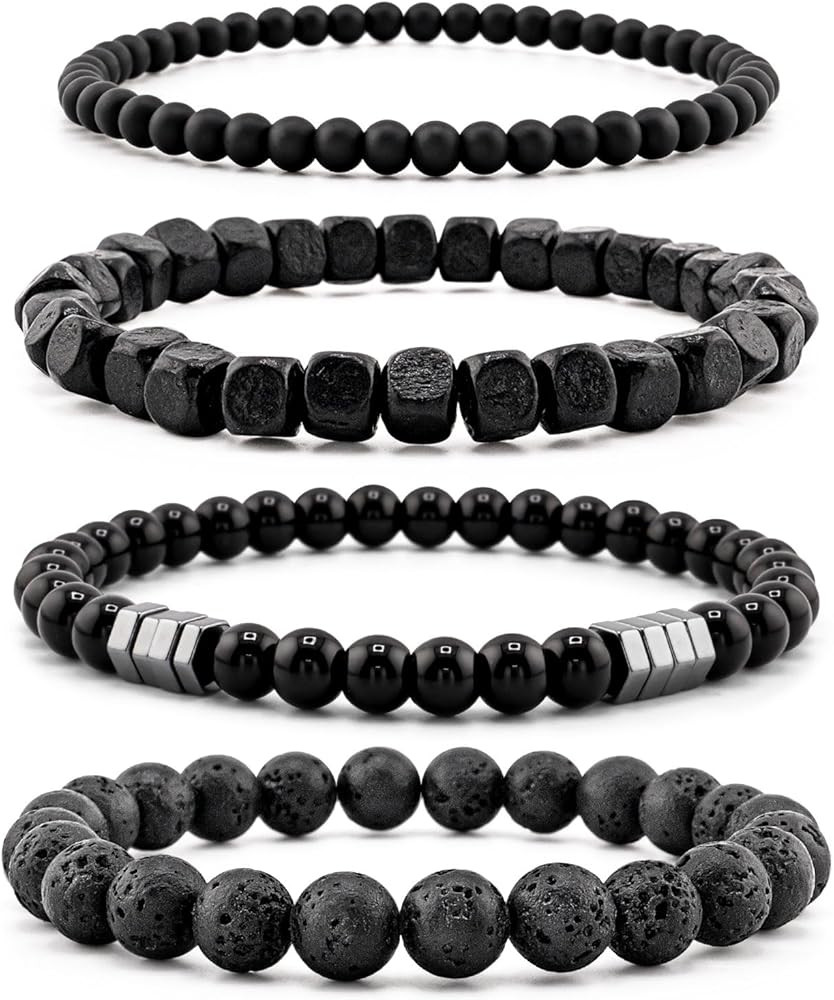 Men’s Bracelet Set Multi - Tiger Eye/Matte Agate/Lava Rock Gifts for Birthday/Anniversary/Chris... | Amazon (US)