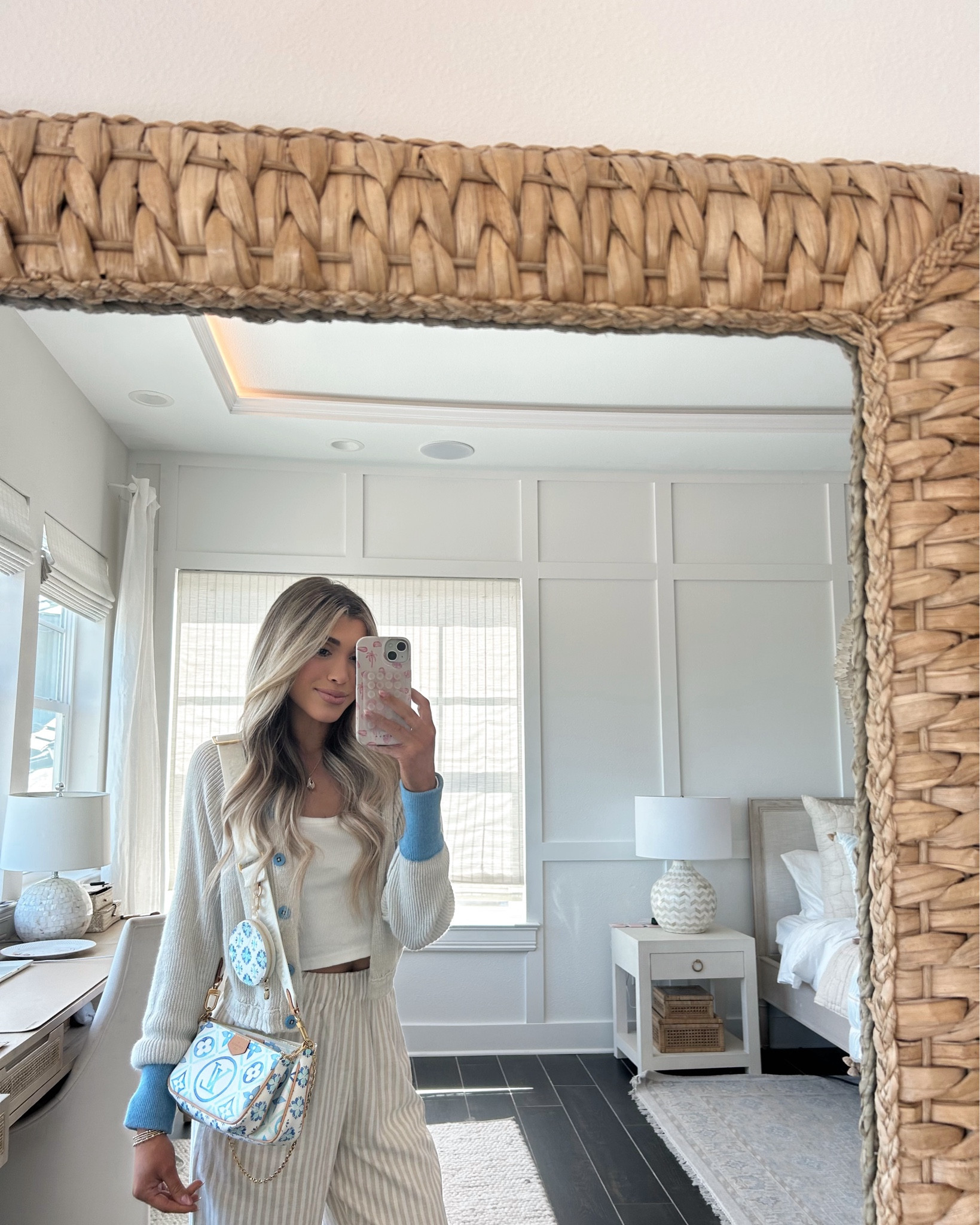 spring neutral outfit! 🩵 love these linen pull on pants i got last year from Abercrombie paired with this adorable Free People cardigan. i also got this purse last year in Italy for my graduation trip but linking similar ✨

#LTKSeasonal #LTKStyleTip