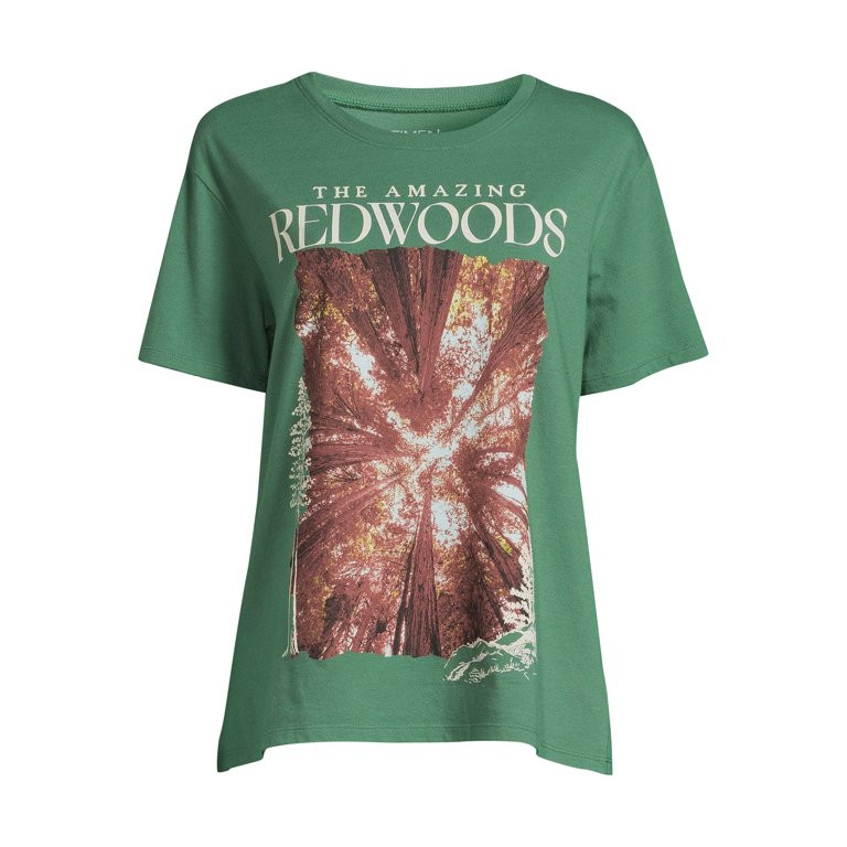 Time and Tru Women's Redwoods Graphic Tee with Short Sleeves, Sizes S-3XL - Walmart.com | Walmart (US)