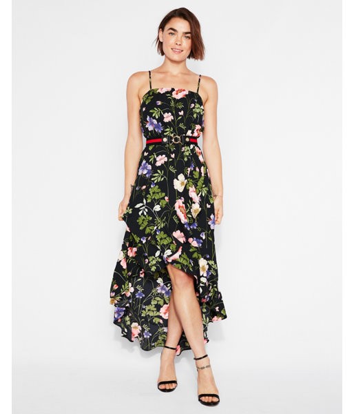 Express Womens Floral Ruffle Wrap Maxi Dress | Express