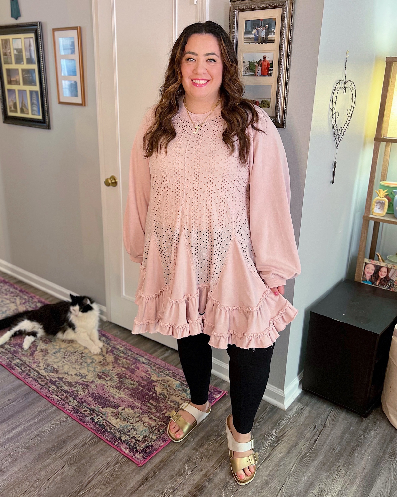 Ruffle hem tunic sweatshirt, black leggings, Birkenstocks, boho outfit, casual outfit, Free People top 

#LTKSeasonal #LTKStyleTip #LTKMidsize