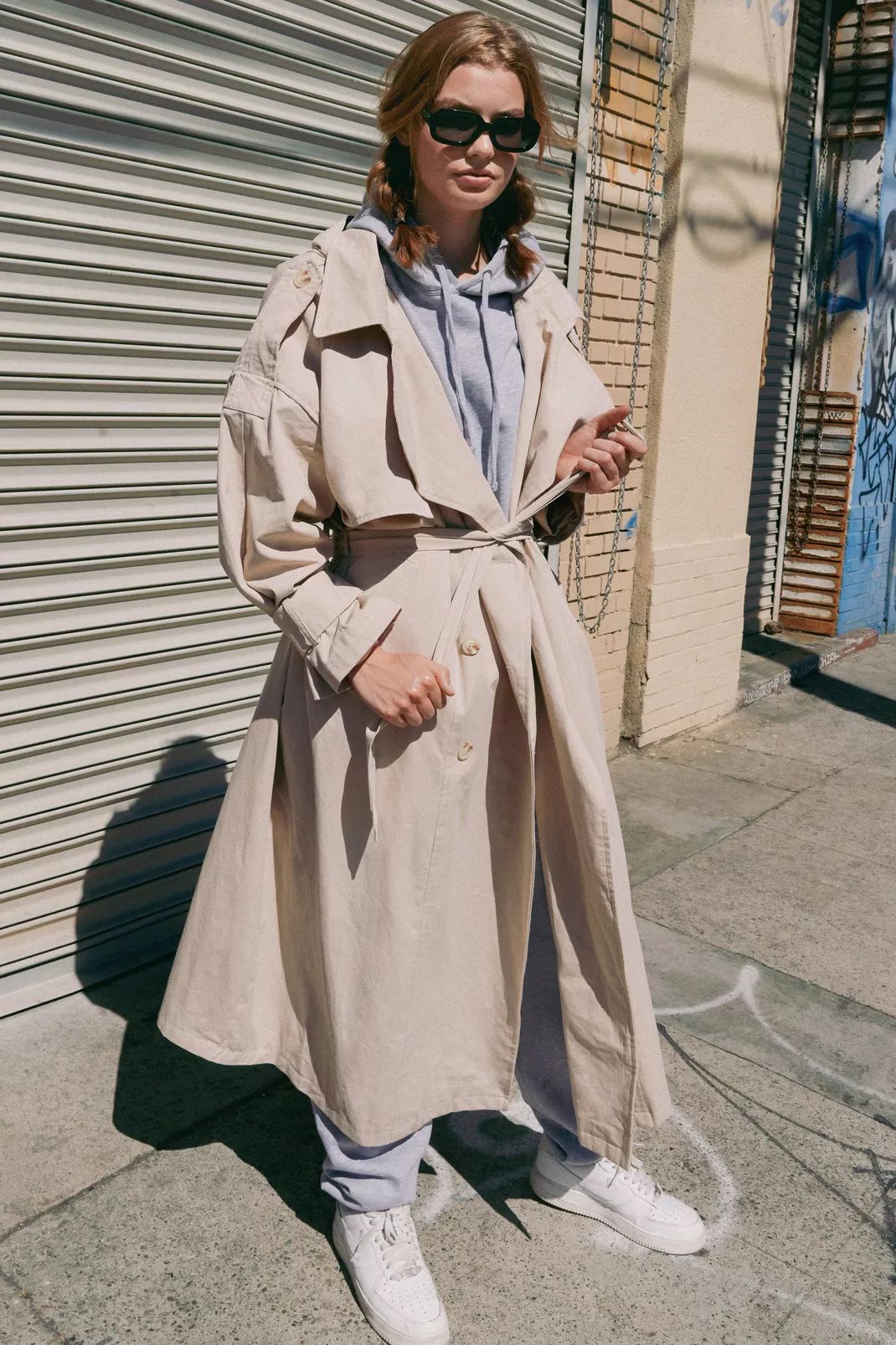 Hooded Oversized Belted Trench Coat | Nasty Gal (US)