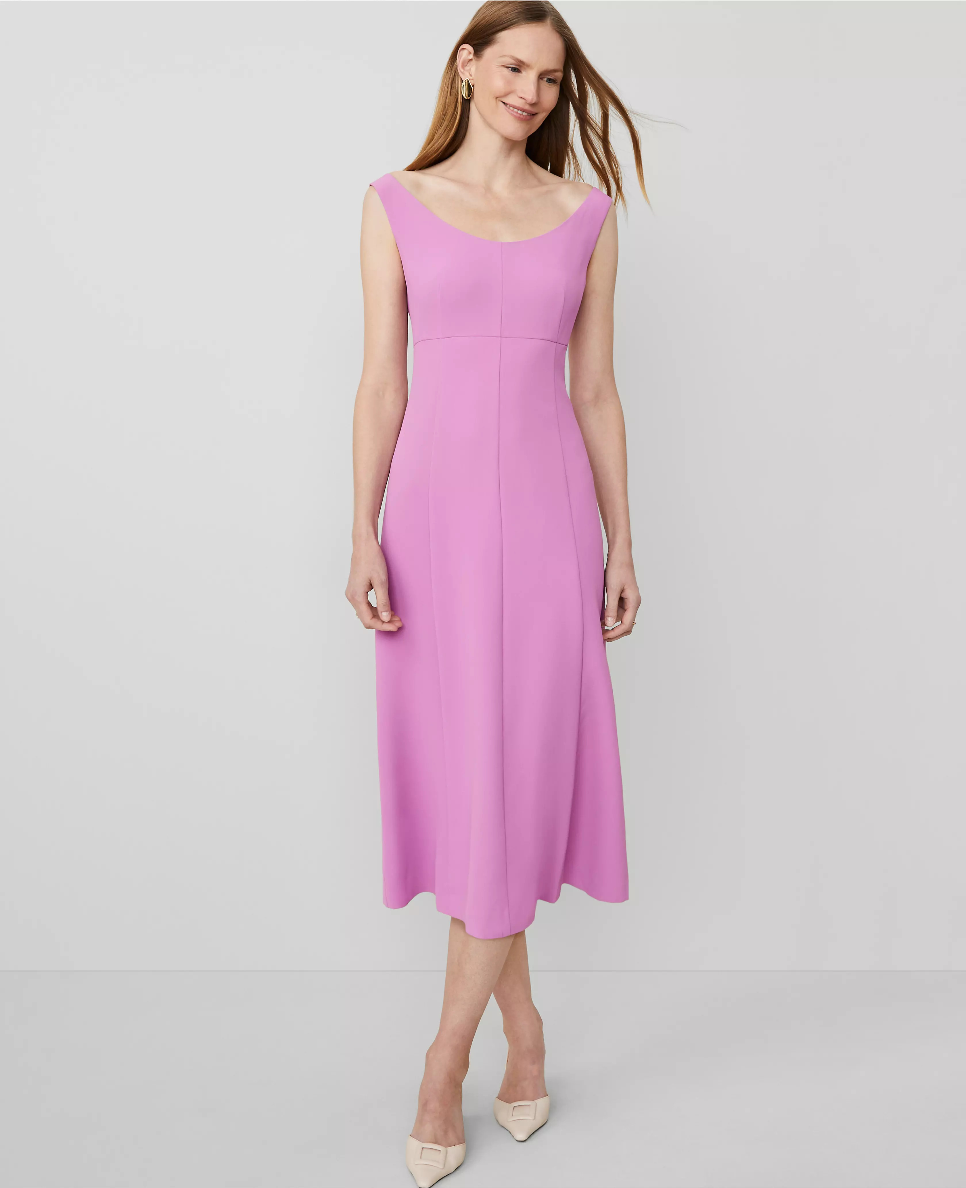 The Seamed Flare Dress in Fluid Crepe | Ann Taylor