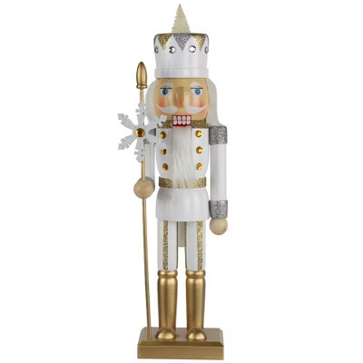 Northlight Glittered Nutcracker with Snowflake Scepter Christmas Figure - 15" - White | Target