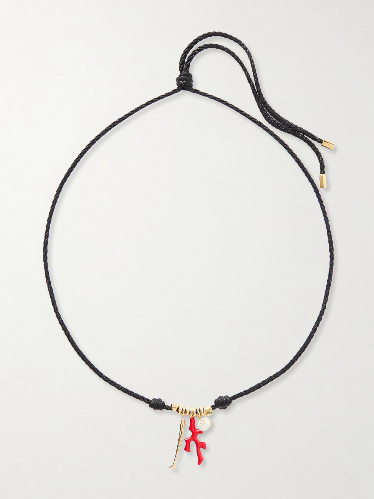 Martha Calvo - Sardina Gold-plated, Pearl And Silk Necklace - Black | NET-A-PORTER (US)