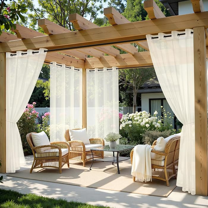 MIULEE Outdoor Curtain for Patio Waterproof, 4 Panels 54 x 84 Inch - Grommet Outside Sheer Curtai... | Amazon (US)