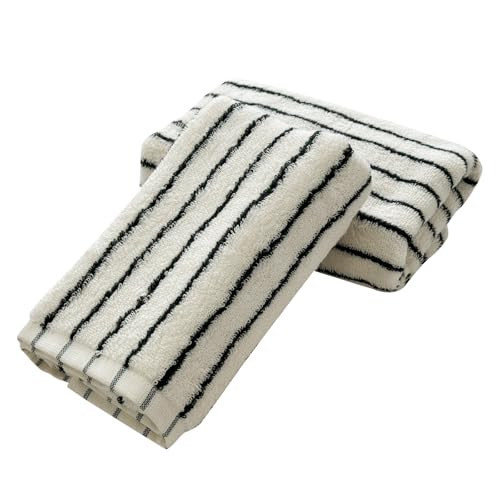 USTIDE Black Striped Hand Towel Thick Luxury Fluffy 100% Cotton Hand Towels for Bath Fashionable Spa Gym Black White Stripe Face Towel 2 Pack, 14 x 30 Inch | Amazon (US)