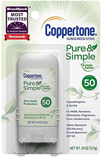 Coppertone Pure Simple Spf 50 Stick Sunscreen Mineral Sunscreen, White, 0.49 Ounce | Amazon (US)
