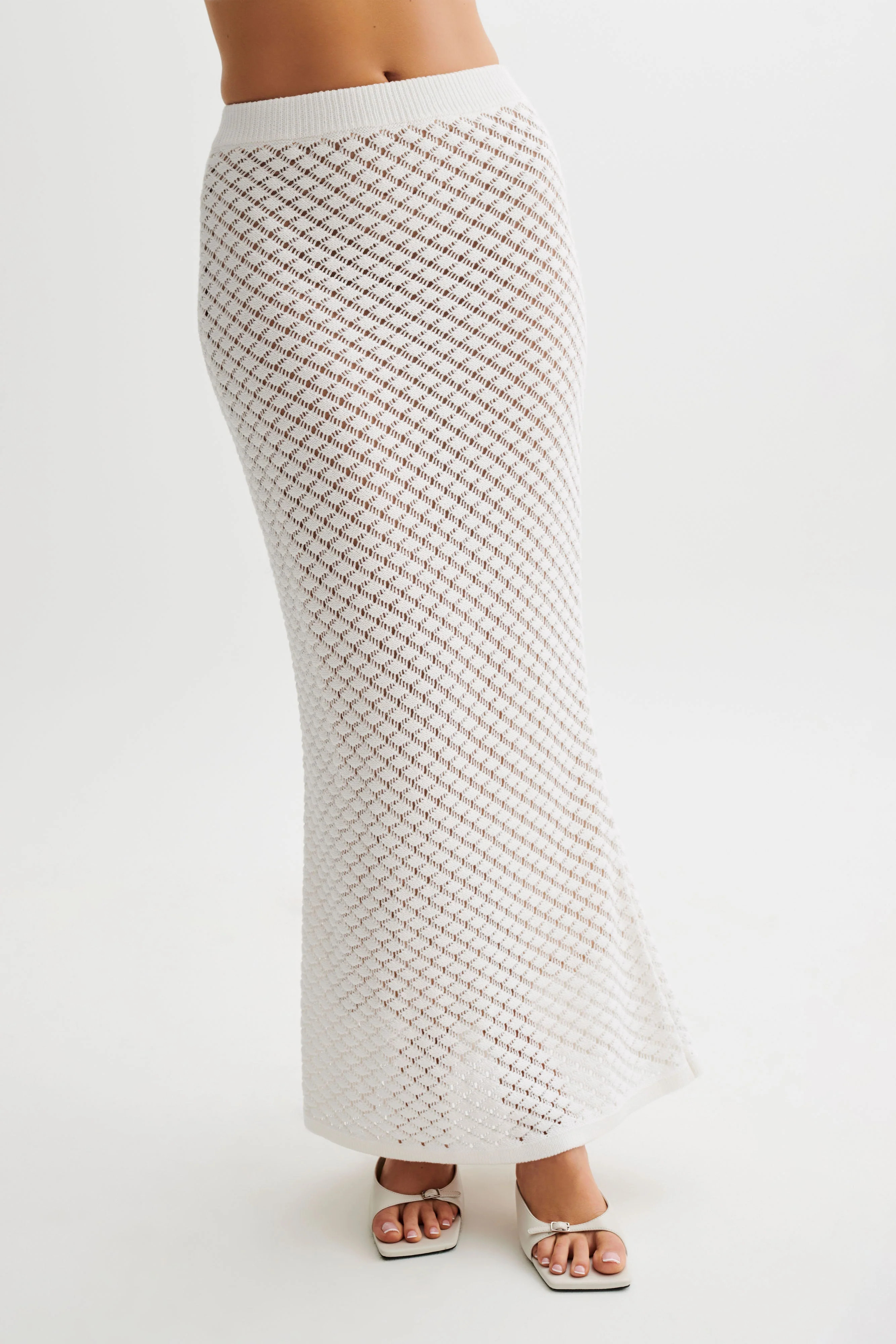 Guiliana Knit Maxi Skirt - Ivory | MESHKI US