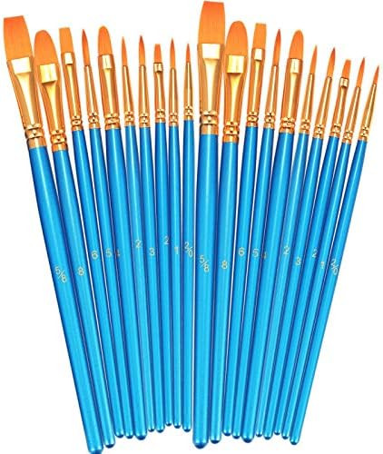 BOSOBO Paint Brushes Set, 2 Pack 20 Pcs Round-Pointed Tip Nylon Hair Artist Acrylic Paint Brushes... | Amazon (US)