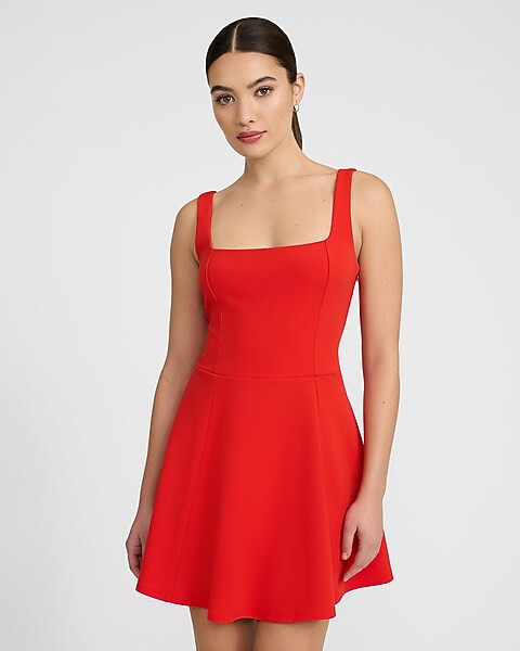 Square Neck Sleeveless Bow Mini Dress | Express