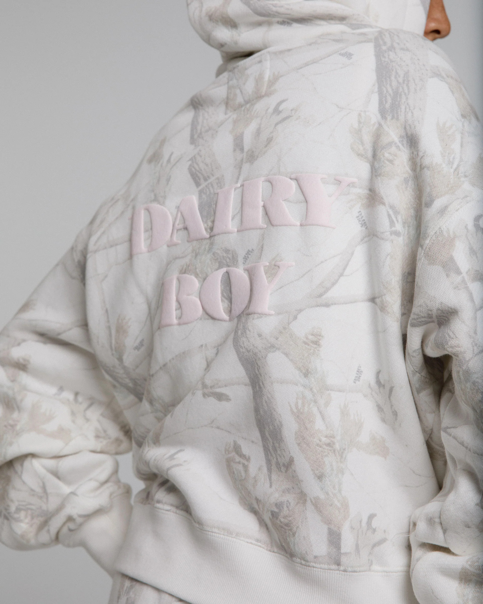 Woodland Camo Hoodie - Pink Logo | Dairy Boy