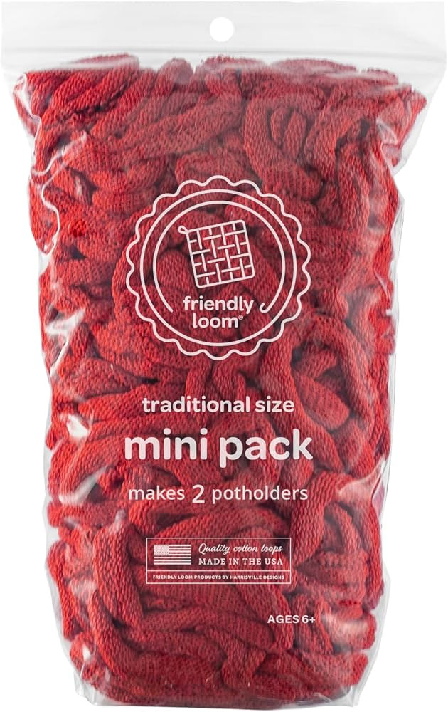 Friendly Loom | 7\u201d Traditional-Sized Red Potholder Weaving Loops | Craft 2 Cotton Potholders | Amazon (US)