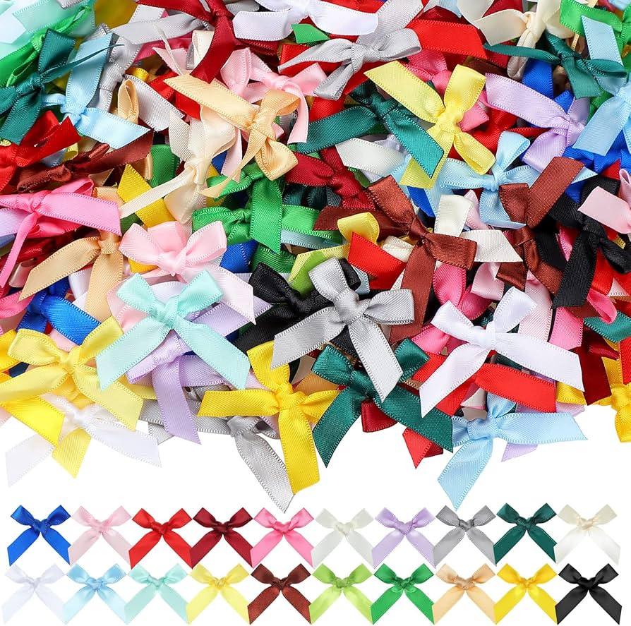 300 Pcs Mini Ribbon Craft Bows, Small Multicolor DIY Craft Tiny Bows for Presents Satin Decoratio... | Amazon (US)