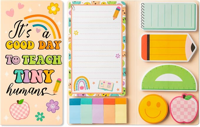 B1ykin Sticky Notes Set - 550 Sheets Memo Writing Pad, Retro Teacher Design | Self-Stick Notes Pa... | Amazon (US)