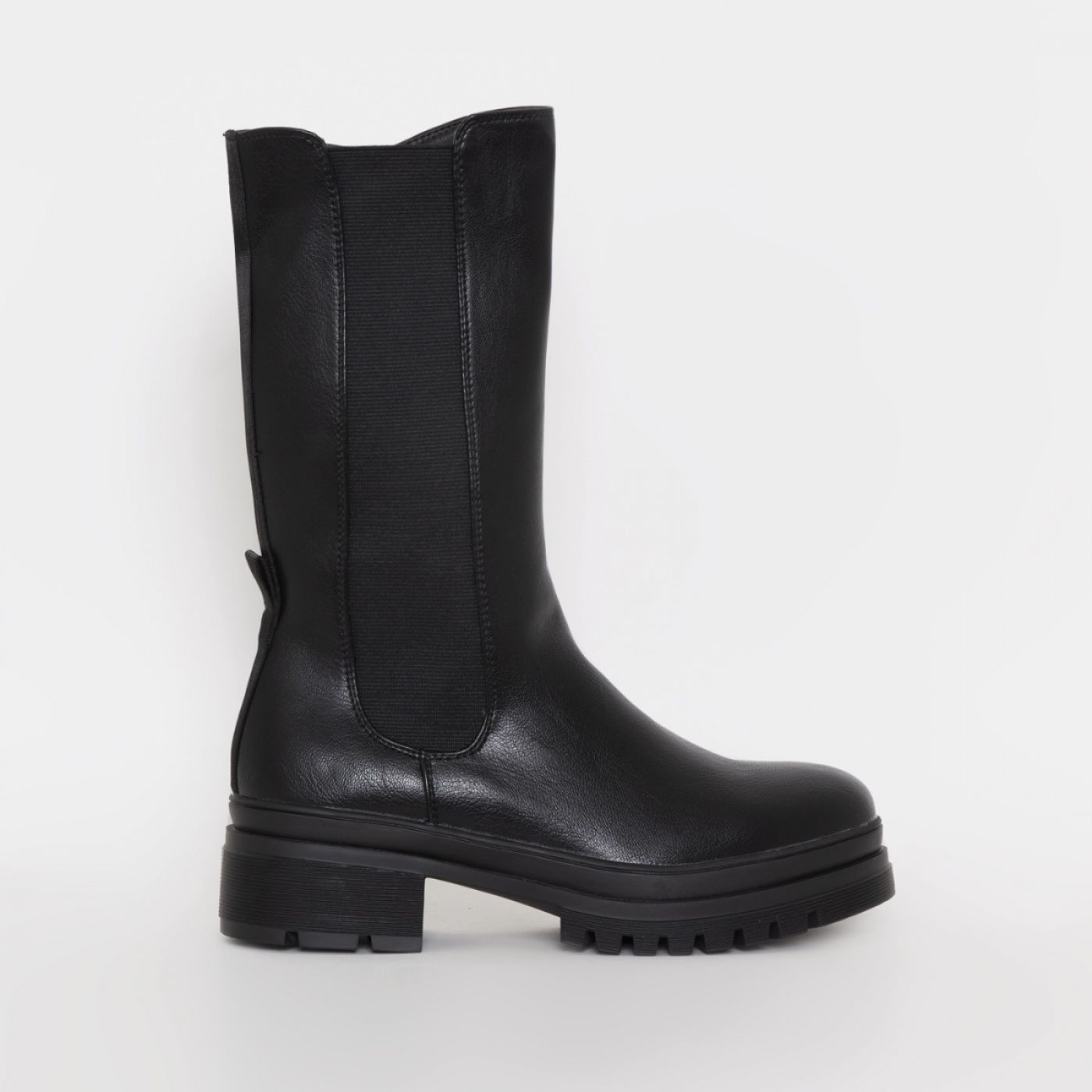 Zyon Black Chunky Mid Calf Boots | Simmi Shoes