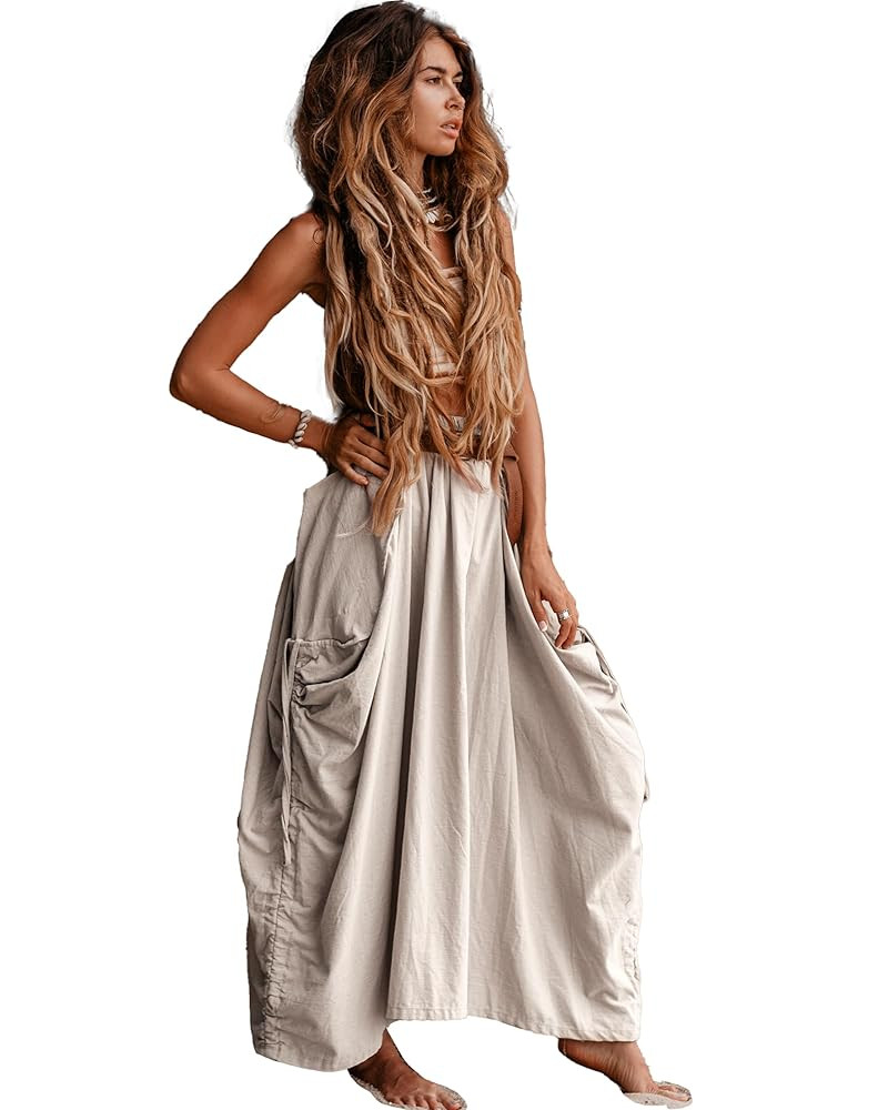 Women's Maxi Boho Skirt with Pockets Bohemian Organic Cotton Hippie Gypsy | Amazon (US)