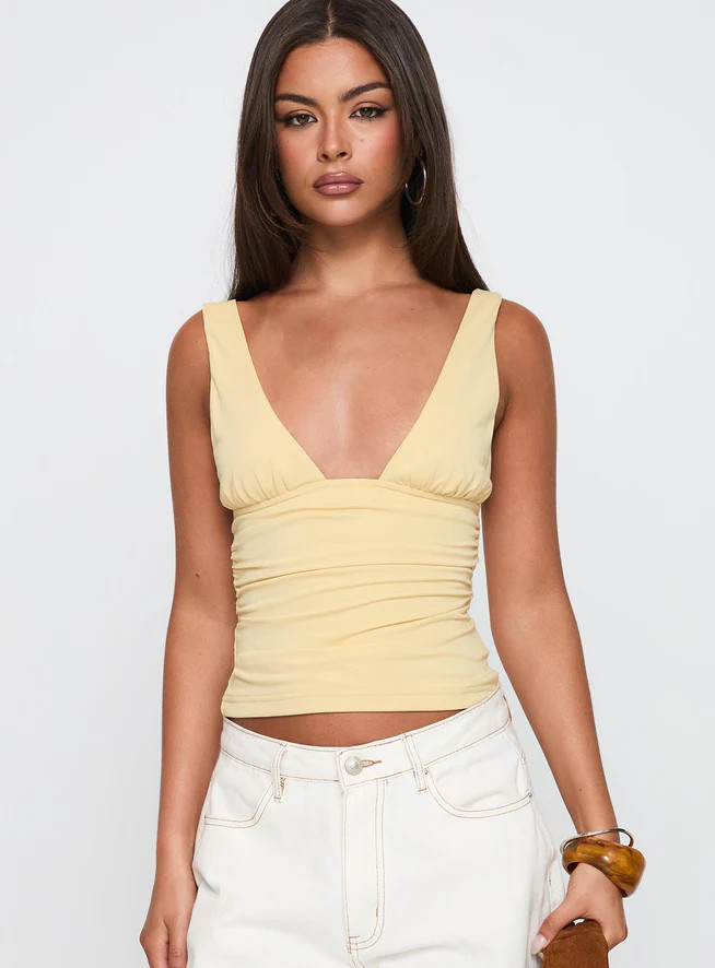Sublime Ruched Top Yellow | Princess Polly US