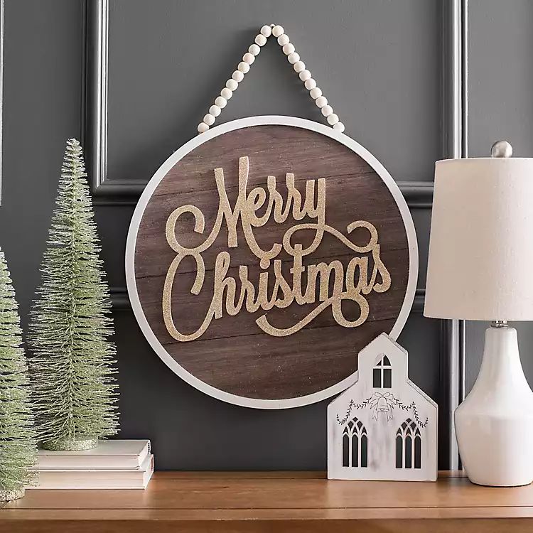 Wooden Round Merry Christmas Plaque | Kirkland's Home