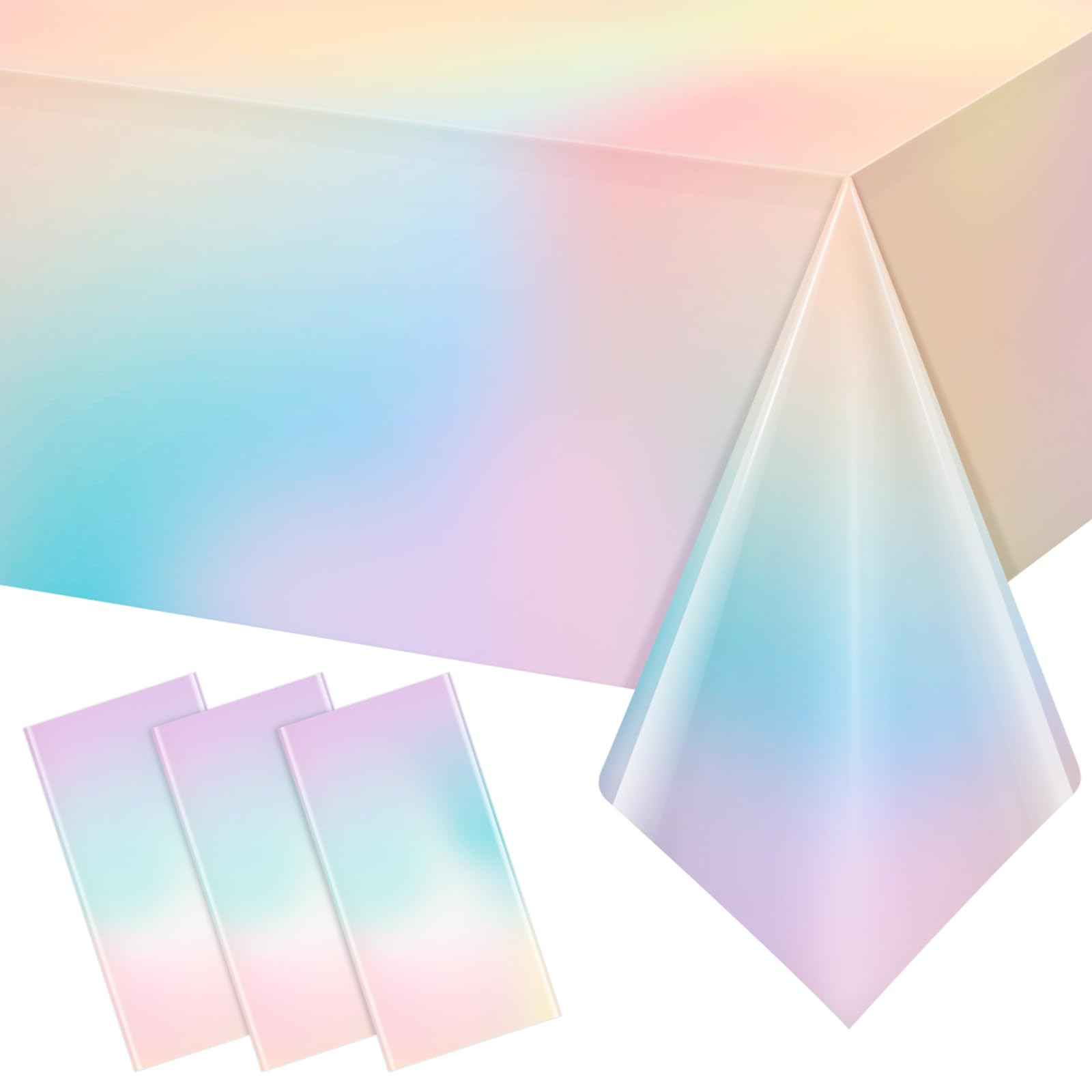3Pcs Pastel Tablecloths,Plastic Rainbow Tablecloth Disposable Rectangle Pastel Table Covers for B... | Amazon (US)