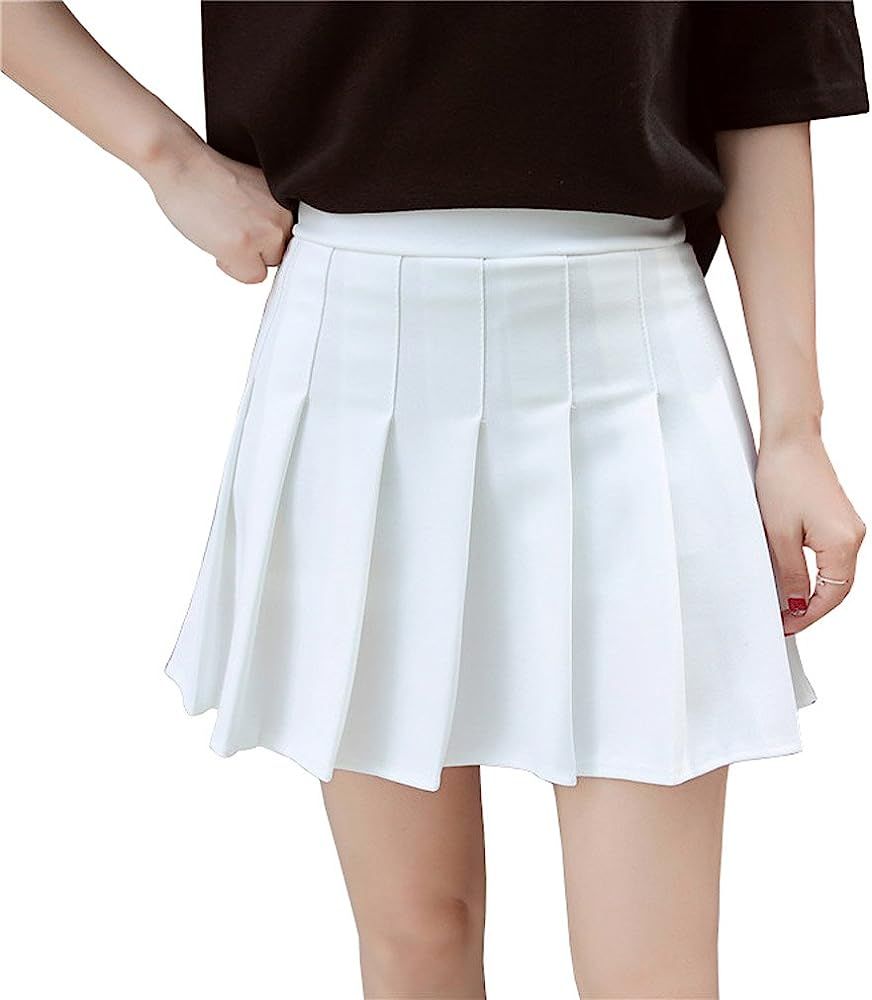 Women Girls Short High Waist Pleated Skater Tennis Skirt | Amazon (US)