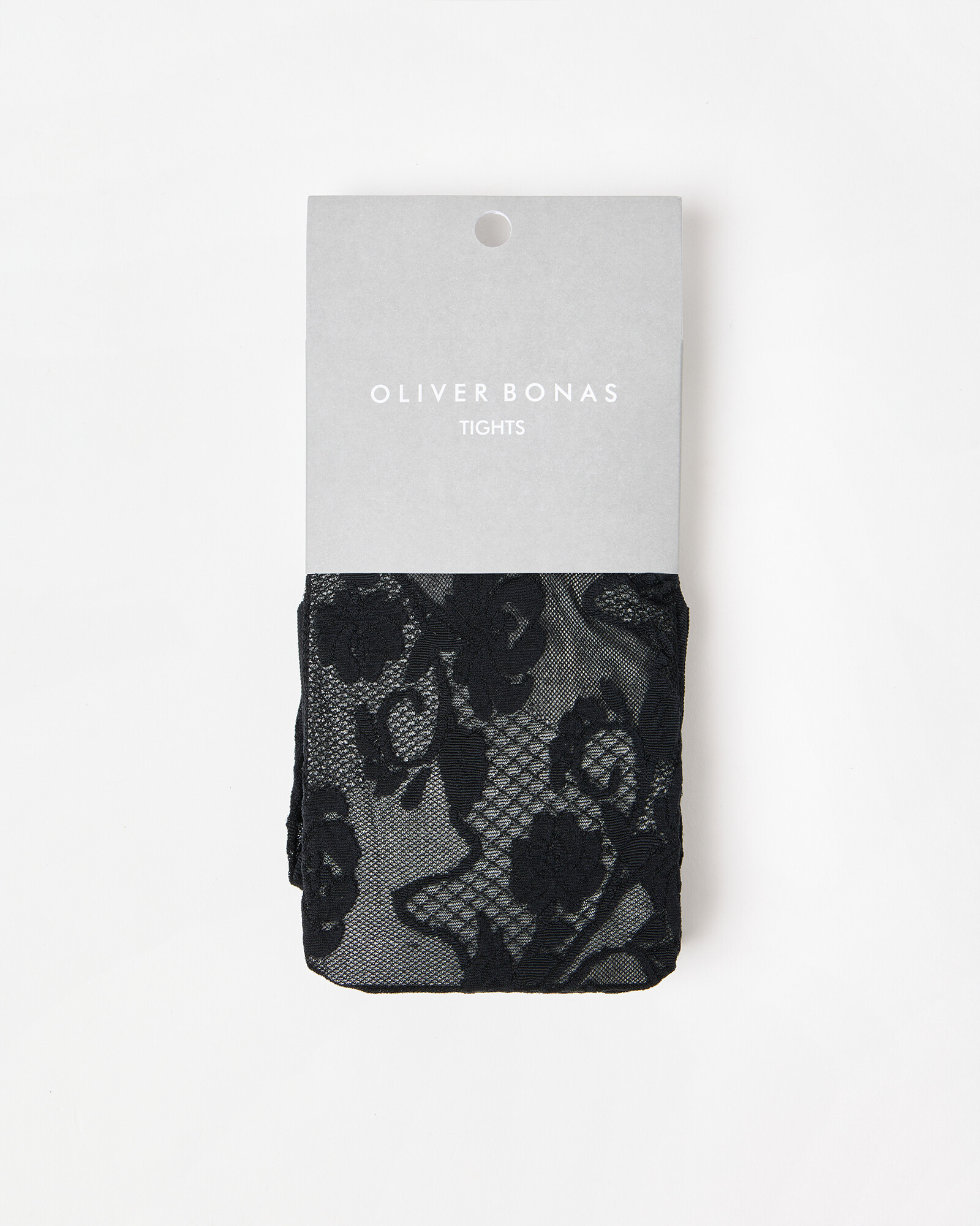 Fleur Black Floral Lace Tights, size Small/Medium | Oliver Bonas (Global)