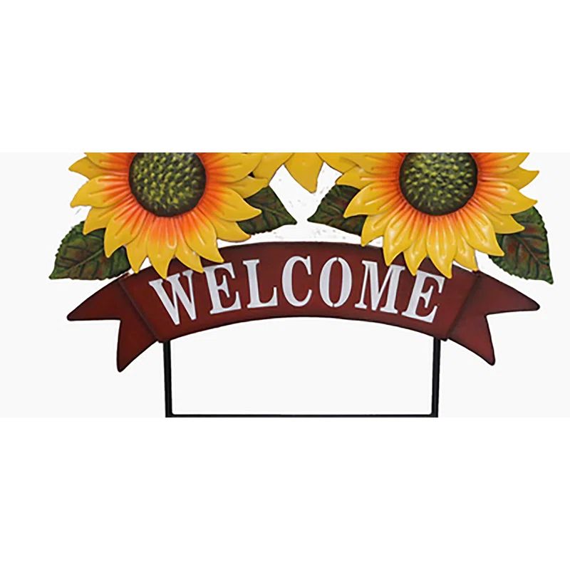 The Holiday Aisle® Fall and Harvest Sunflower Welcome Metal Garden Stake | Wayfair | Wayfair North America