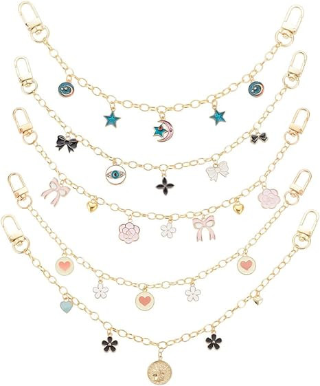 PH PandaHall 5pcs Decorative Bag Chains 12.7" Purse Strap Extender 5 Style Purse Handbag Charm Go... | Amazon (US)