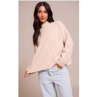 Petite Oatmeal Knit Turtleneck Sweater | PrettyLittleThing US