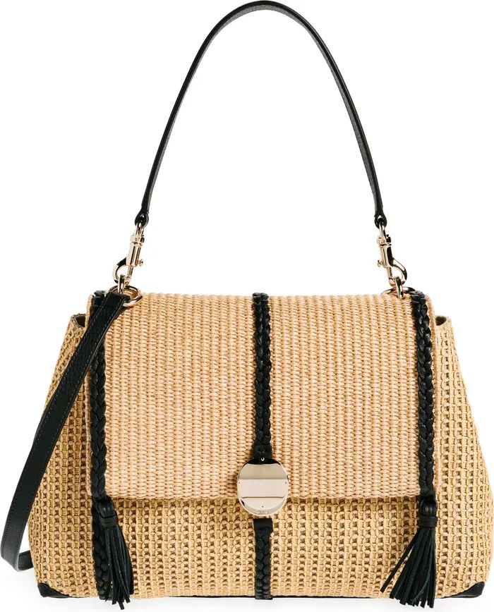 Chloé Medium Penelope Raffia & Leather Shoulder Bag | Nordstrom | Nordstrom