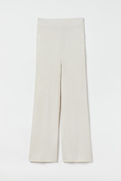 Rib-knit merino wool-blend trousers | H&M (UK, MY, IN, SG, PH, TW, HK)