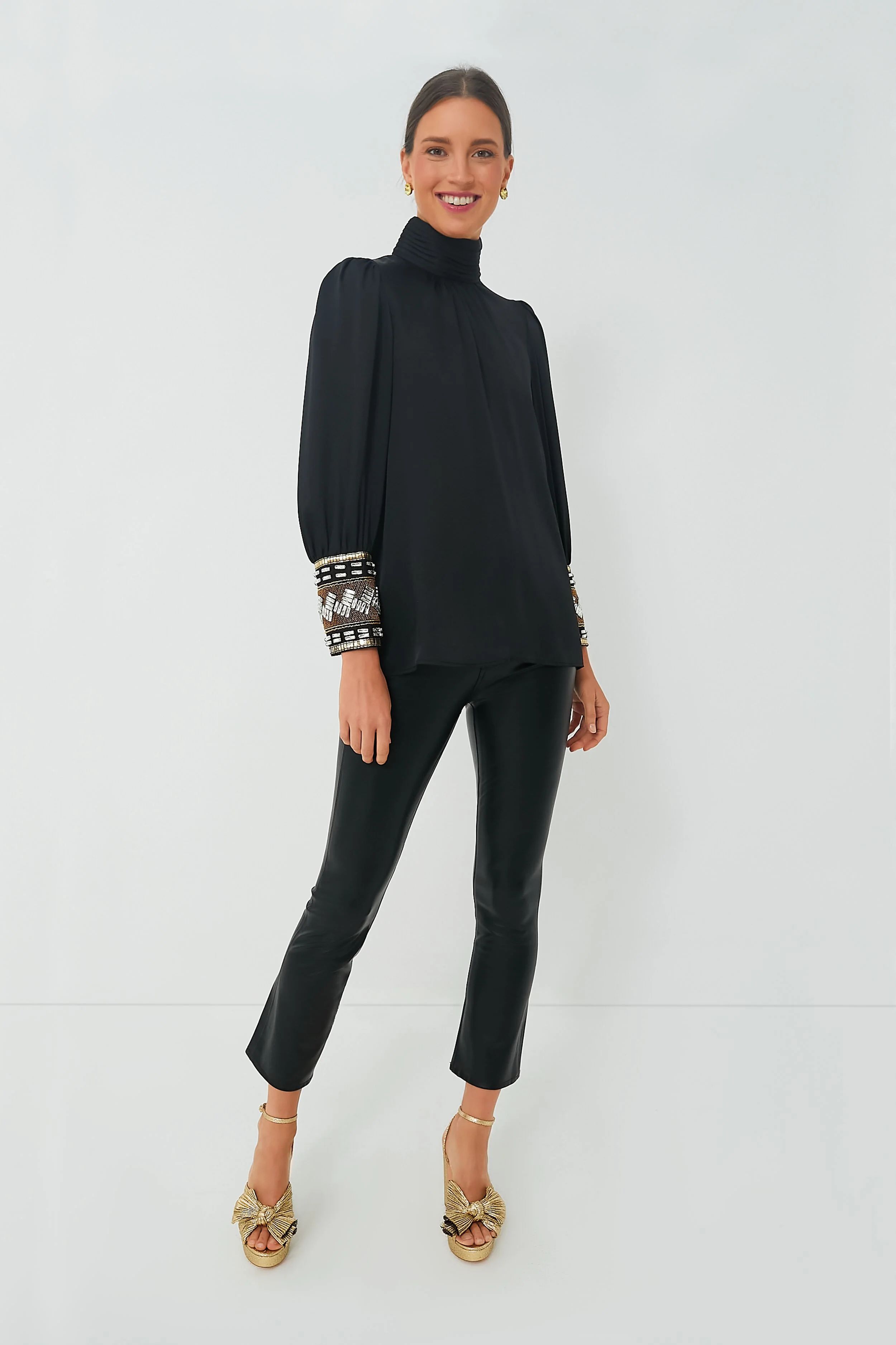 Black Embellished Faven Blouse | Tuckernuck (US)