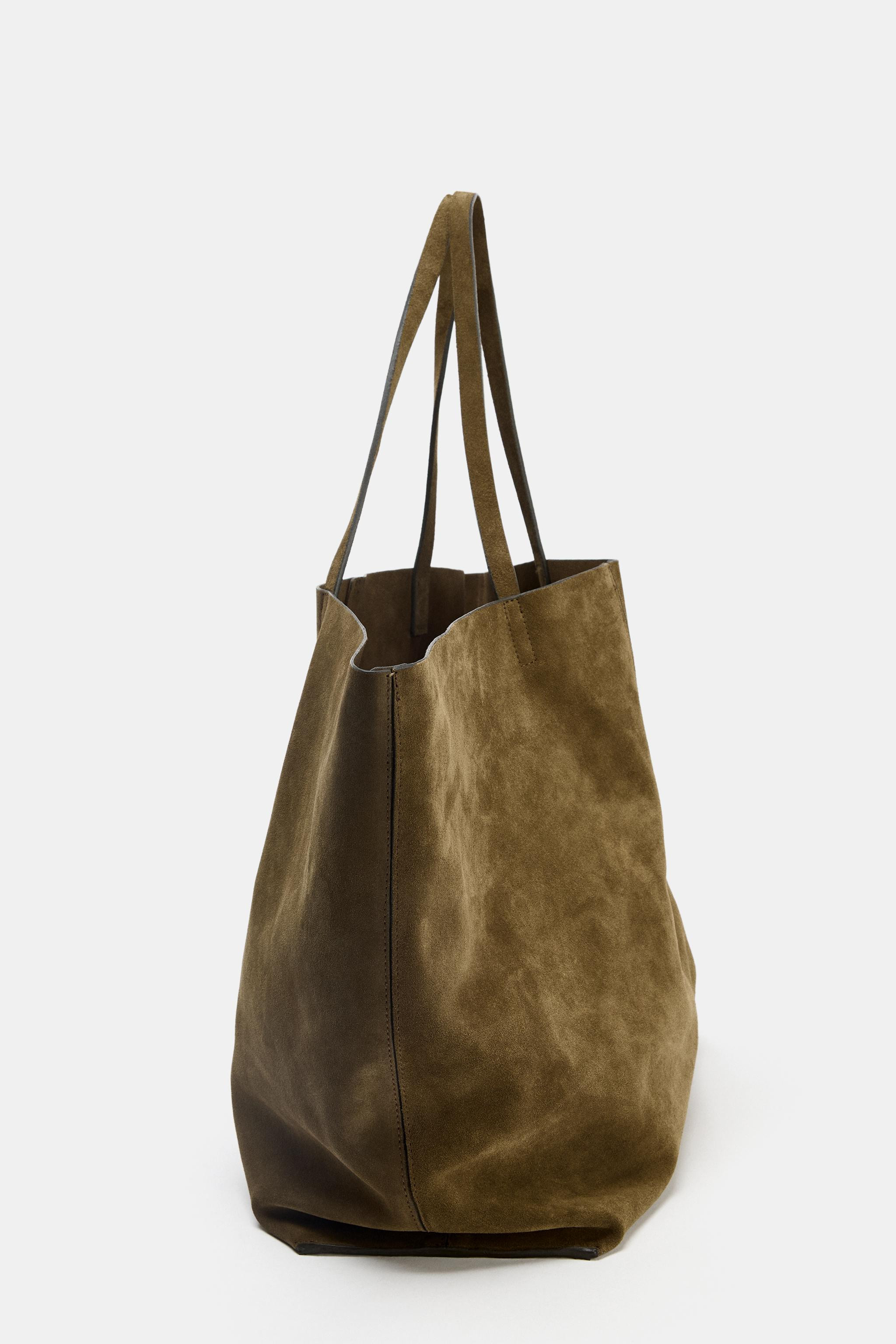MAXI SPLIT LEATHER SHOPPER BAG | Zara US