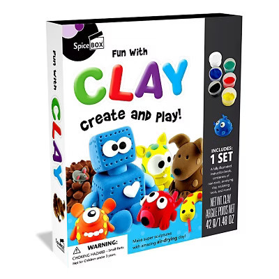 Spicebox Creative Fun With Clay Modeling Set for Kids – Includes Air-Dry Clay, Sculpting Tools & Instruction Book