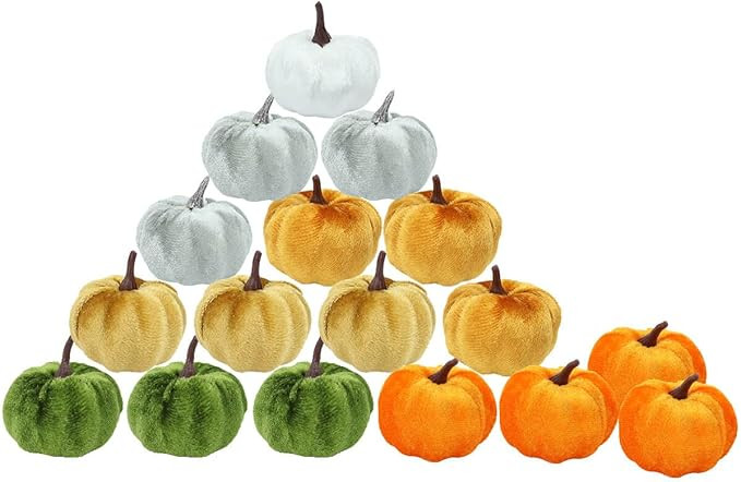 vensovo 2 Inch Mini Velvet Pumpkins for Decorating - 16PCS Small Plastic Pumpkins Bulk for Fall D... | Amazon (US)