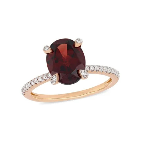 Tangelo 3 Carat T.G.W. Garnet and 1/10 Carat T.W. Diamond 10kt Rose Gold Engagement Ring | Walmart (US)