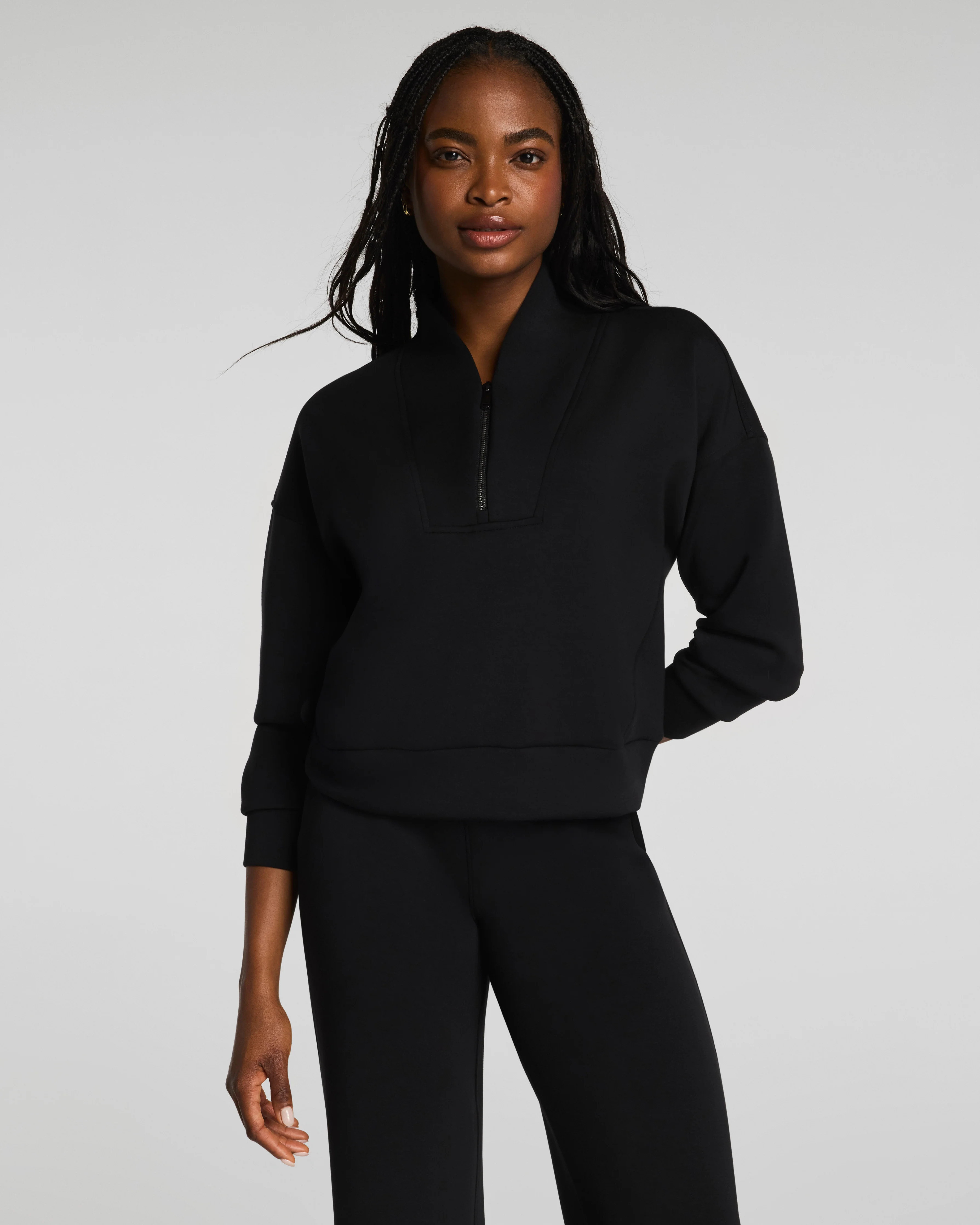 SPANX AirEssentials® Shawl Collar Half Zip | Very Black S | Spanx