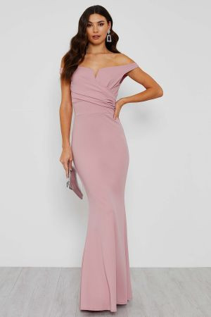 WalG Off Shoulder Pink Maxi Dress | TFNC