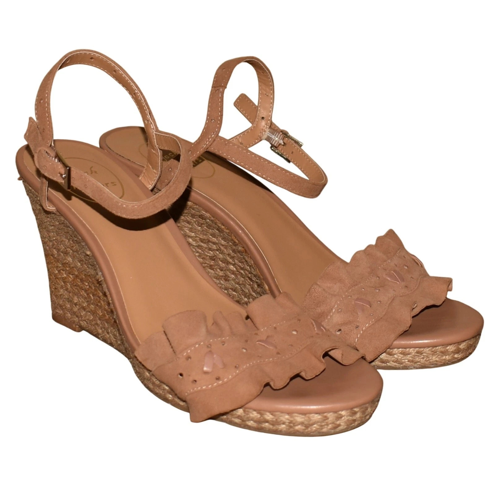 JACK ROGERS $158 Vale Suede Wedge Sandal Brown 8.5 M | eBay US