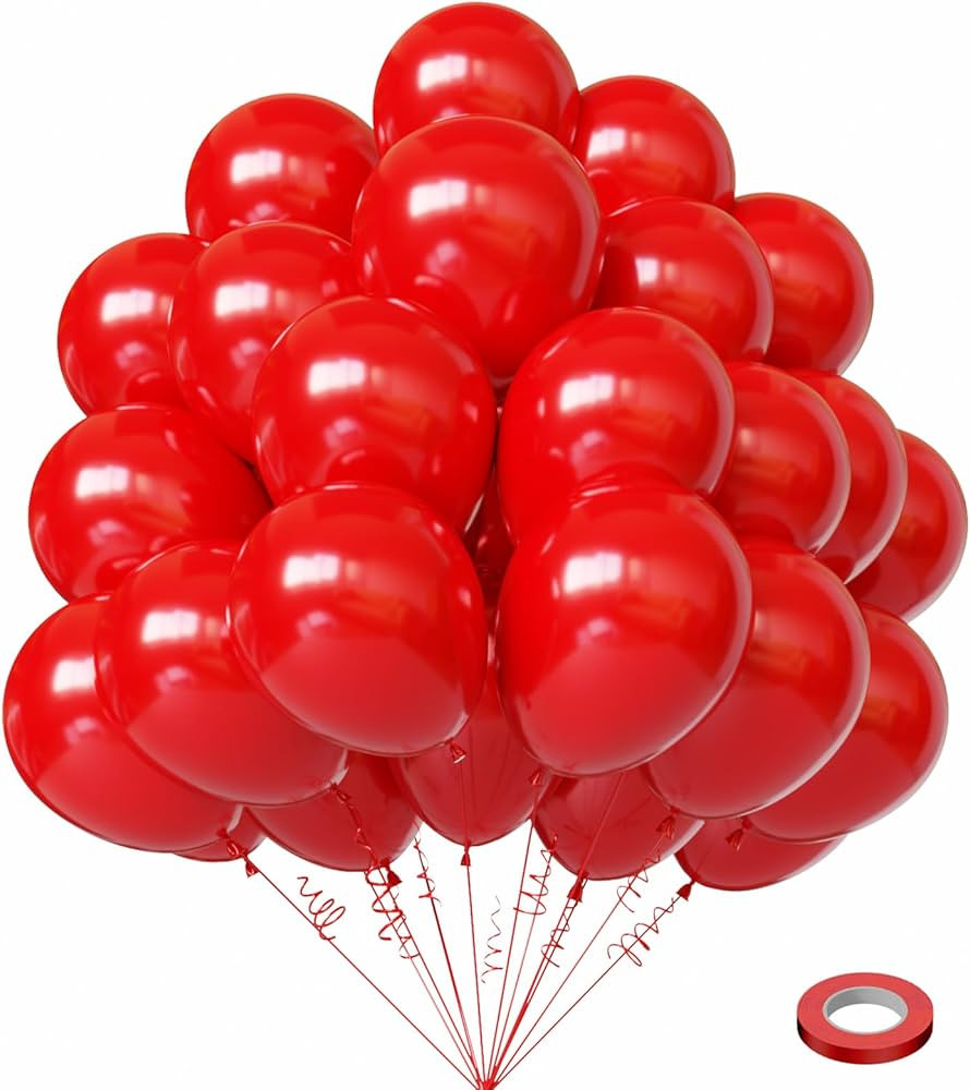 Lukiituke Red Balloons, 55Pcs Red Latex Party Balloons with 12in for Birthday, Graduation, Baby S... | Amazon (US)