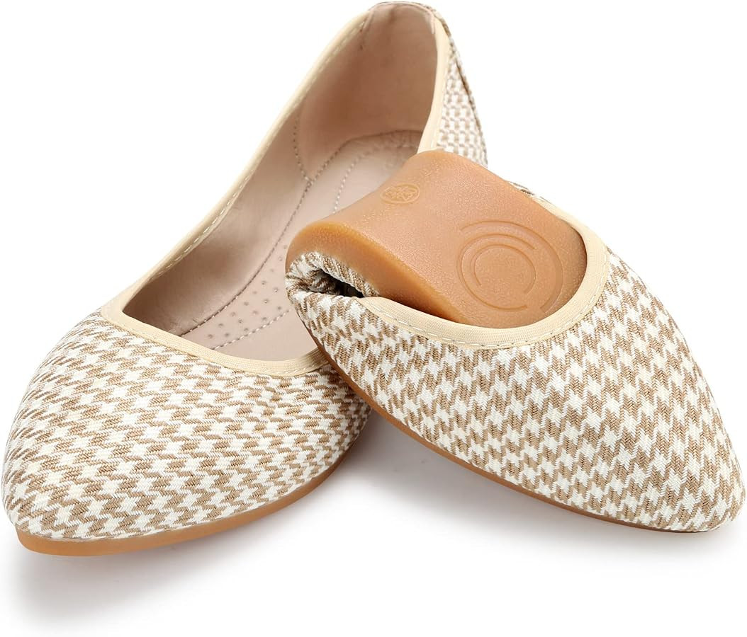 KUNWFNIX Women's Ballet Flats Crystal Wedding Ballerina Shoes Pointed Toe Pearl Diamond Sparkly C... | Amazon (US)