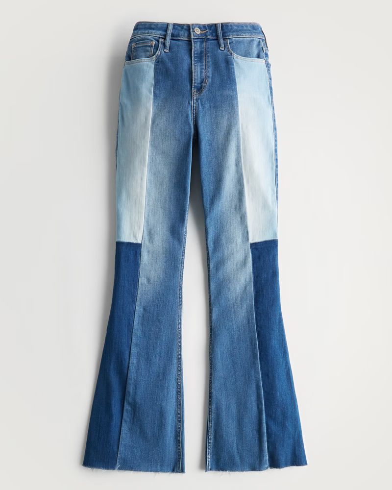 Women's High-Rise Ripped Medium Wash Flare Jeans | Women's Bottoms | HollisterCo.com | Hollister (US)