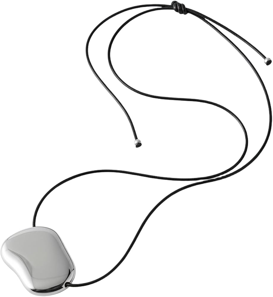 Chunky Gold Necklace for Women Minimalist Pebble Pendant on Adjustable Black Cord Waterproof Gold... | Amazon (US)