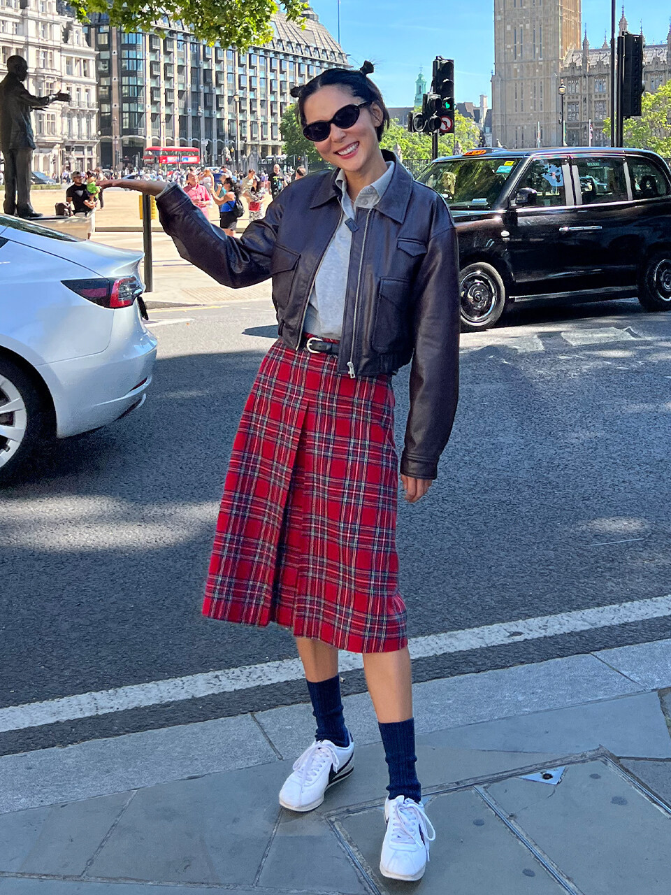 Fenchurch A-line Wool Midi Skirt (Red Check) | W Concept (US)