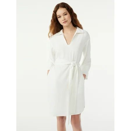 Free Assembly Women s Wide Sleeve Shirt Dress | Walmart (US)